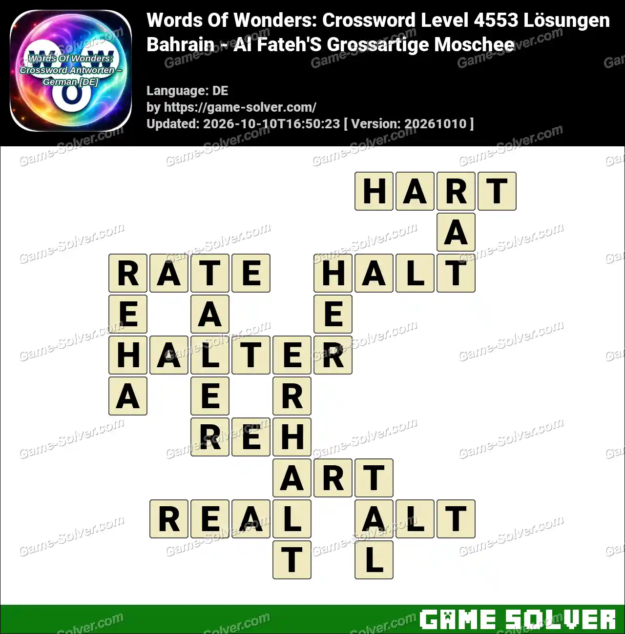 Words Of Wonders: Crossword Level 4553 Lösungen – Bahrain – Al Fateh’S Grossartige Moschee